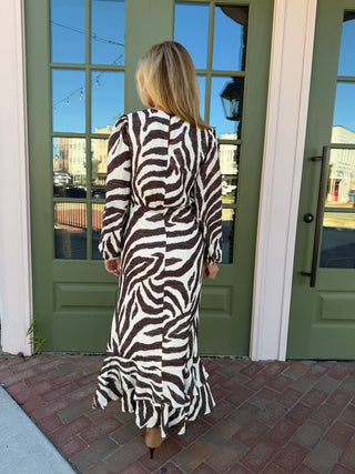 Margot Dress Zebra Print Brown