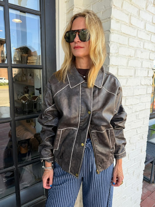 Kylie Leather Jacket Brown