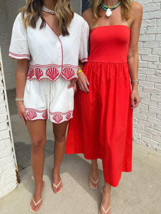 CAMELLIA | Shell Embroidered Top and Shorts Set
