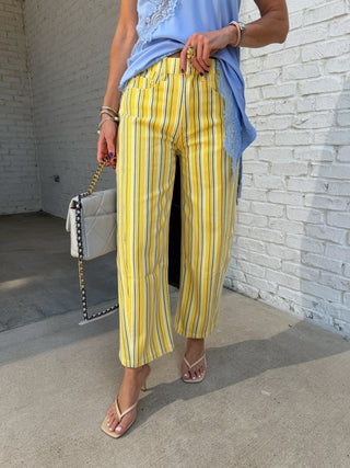 AARON & AMBER | The Soleil Stripe Pant Yellow