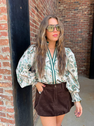 Entro | Morgan Floral Top Forest