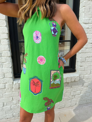 SUGARLIPS | Trinie Postcard Amory Halter Mini Dress