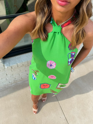 SUGARLIPS | Trinie Postcard Amory Halter Mini Dress