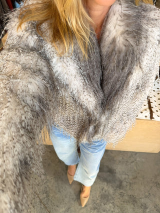 Brittney Faux Fur Jacket Grey