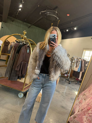 Brittney Faux Fur Jacket Grey