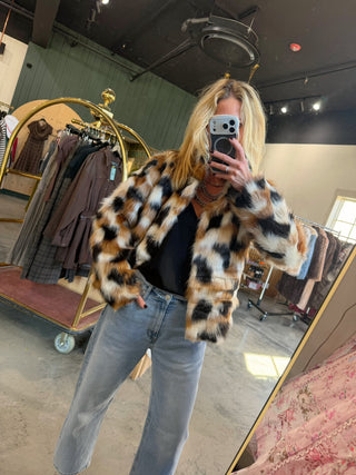 Ashley Faux Fur Jacket Brown