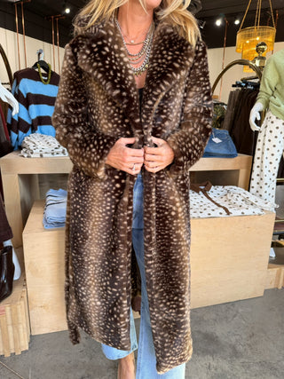 Delaney Faux Fur Coat Brown