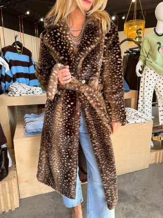 Delaney Faux Fur Coat Brown