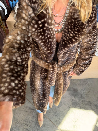 Delaney Faux Fur Coat Brown