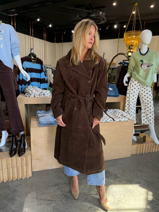 Christy Suede Long Coat Chocolate