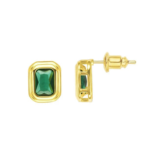 SAHIRA | Clementine Emerald Bezel Studs