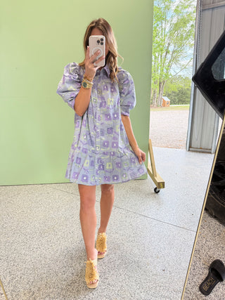 Entro | Quinella Floral Ruffle Hem Dress Lavender