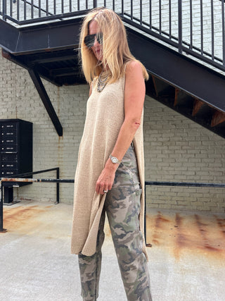 The Raelynn Longline Sweater Oat Latte