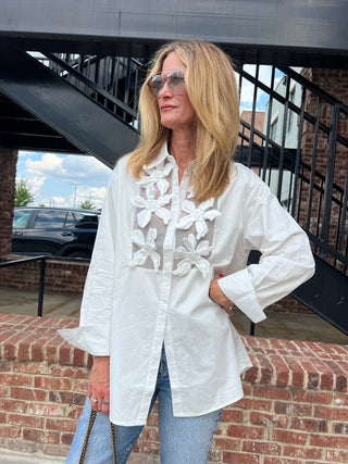 Posh Button-Down White Top