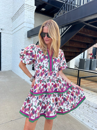 Entro | Erin Multicolor Floral Mini Dress Plum