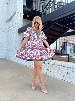 Entro | Erin Multicolor Floral Mini Dress Plum