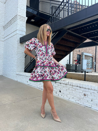 Entro | Erin Multicolor Floral Mini Dress Plum