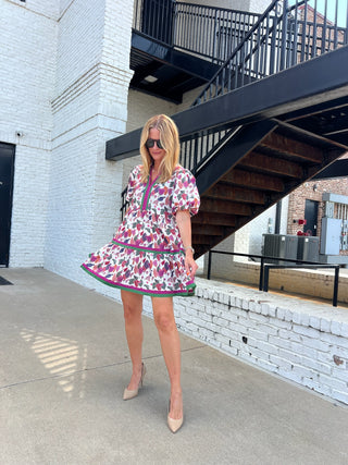 Entro | Erin Multicolor Floral Mini Dress Plum
