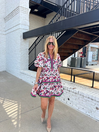 Entro | Erin Multicolor Floral Mini Dress Plum