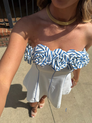 Scalloped Edge Mini Dress White