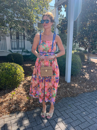 &Merci | Wynnora Bow Tying Back Midi Dress Coral Multi Floral