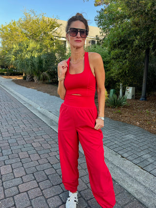 30a Array | Rae Mode | Anya Jogger Onesie True Red