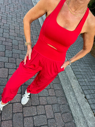 30a Array | Rae Mode | Anya Jogger Onesie True Red