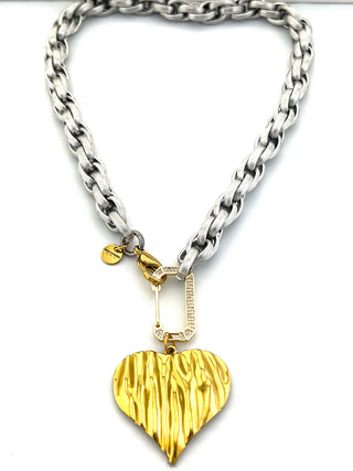 Gina Carmen | Heart On Lock Gold Necklace