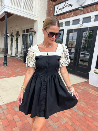 HEYSON | Penelope Ruffle Sleeve Mini Dress Black