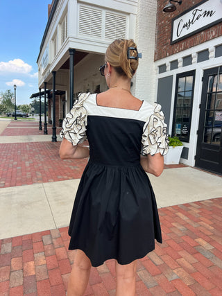 HEYSON | Penelope Ruffle Sleeve Mini Dress Black