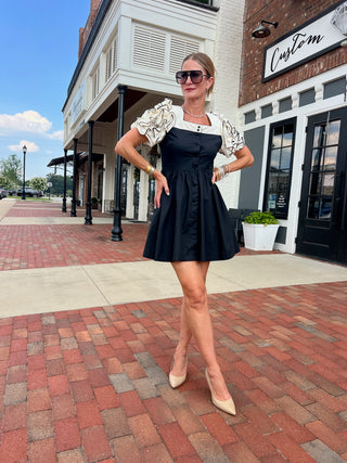 HEYSON | Penelope Ruffle Sleeve Mini Dress Black