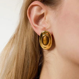 SAHIRA | Iona Tiger Eye Oval Studs