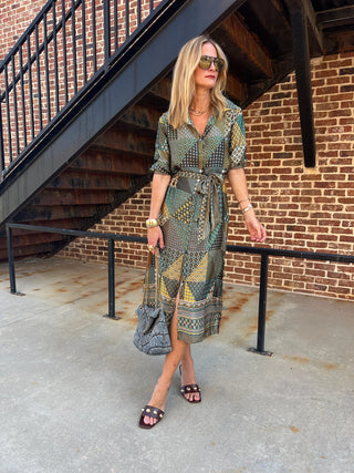 Dress Forum | Chloe Grid Shirt Dress Golder Eden