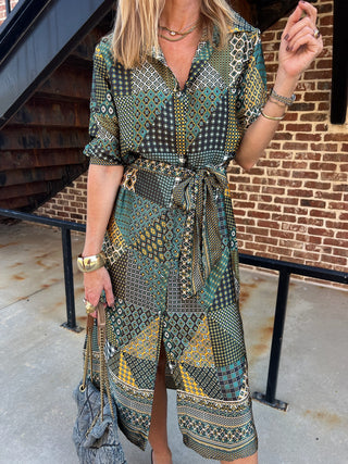 Dress Forum | Chloe Grid Shirt Dress Golder Eden