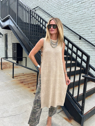 The Raelynn Longline Sweater Oat Latte