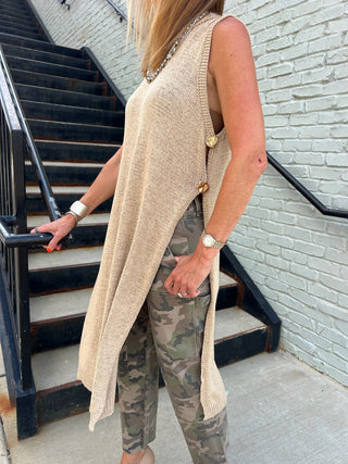 The Raelynn Longline Sweater Oat Latte