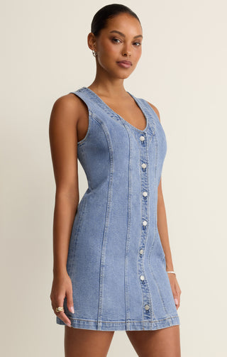 Z Supply Jolie Denim Seamed Mini Dress, denim mini dress