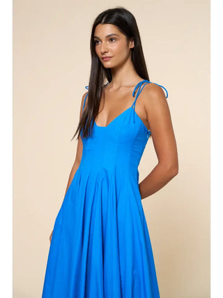 Azure Tie-Strap Midi Dress