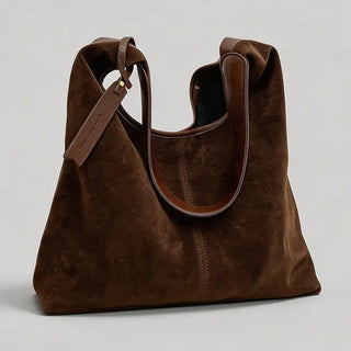 Vintage Suede Hobo Shoulder Bag Chocolate