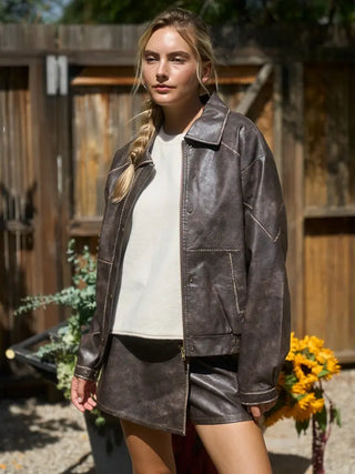 Kylie Leather Jacket Brown