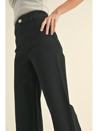 The Sutton Wide Leg Denim Fade Black