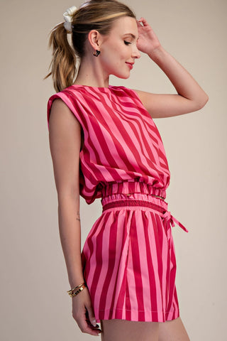 GLAM | Charlie Stripe Padded Set - Fuchsia