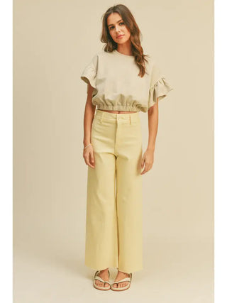 MIOU MUSE | Straight Wide Leg Denim Pants Banana