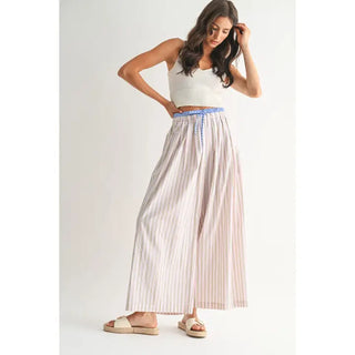CAMELLIA | Seaside Stripe Wide-Leg Pants - Pink