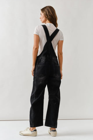 Quinn Denim Overalls Washed Black
