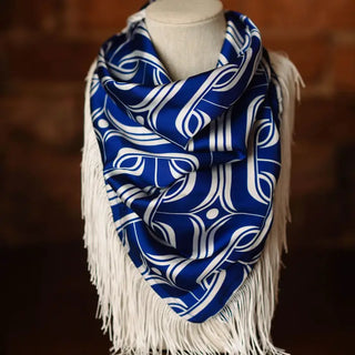 Game Day Fringe Scarf Royal and White