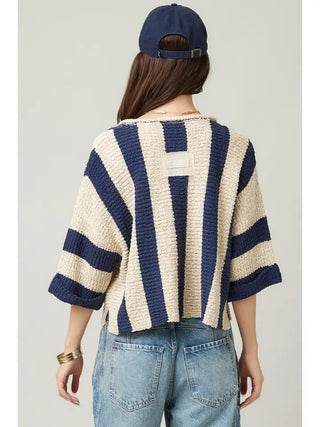 The Walker Knit Navy Stripe