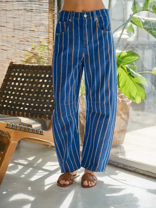 AARON & AMBER | The Soleil Stripe Pant - Blue