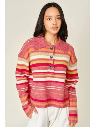 Eden Polo Sweater Raspberry