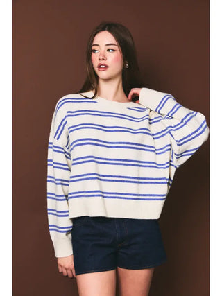 LE LIS | Coastal Stripe Sweater | White/Blue